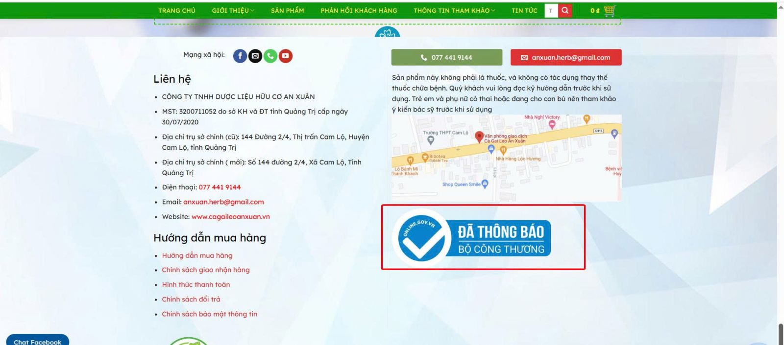 hướng dẫn thông báo website với Bộ Công Thương