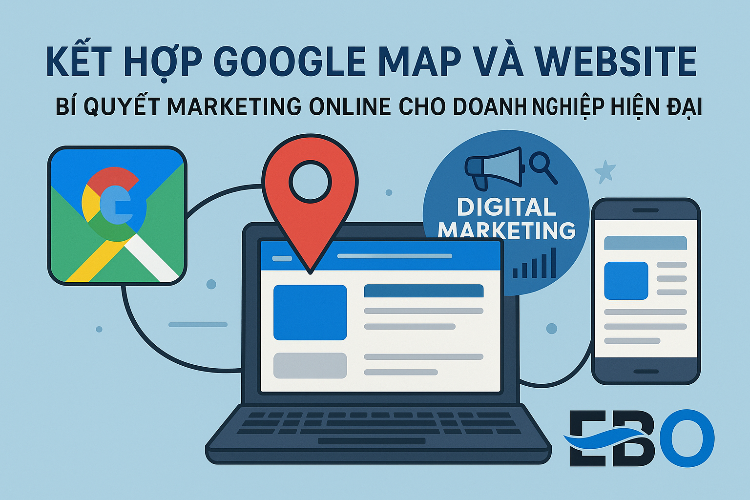 kết hợp google map và website