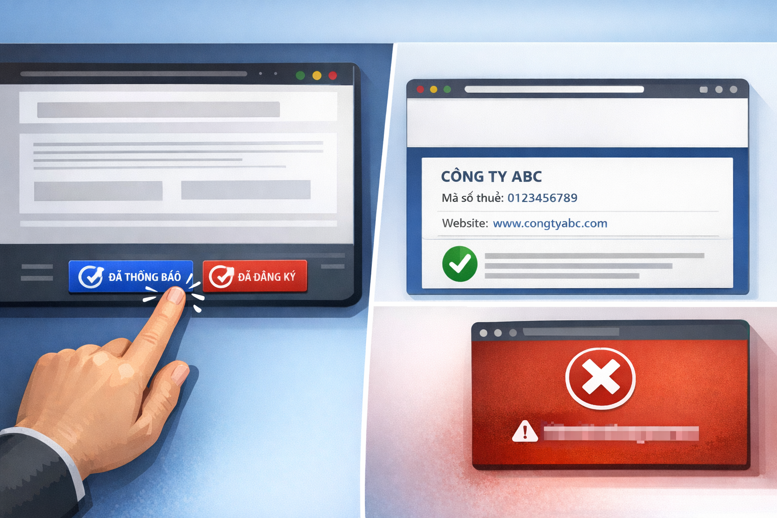 kiểm tra website của bạn đã thông báo thành công với Bộ Công Thương