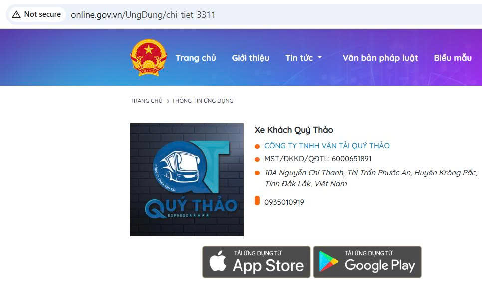 hướng dẫn thông báo app với Bộ Công Thương