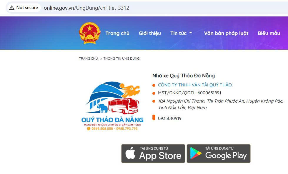 hướng dẫn thông báo app với Bộ Công Thương