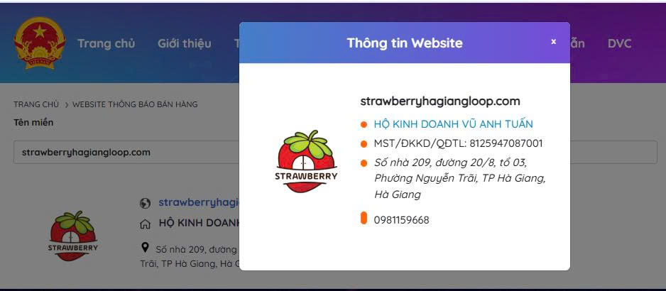 Thông báo website đặt tour du lịch Bộ Công Thương