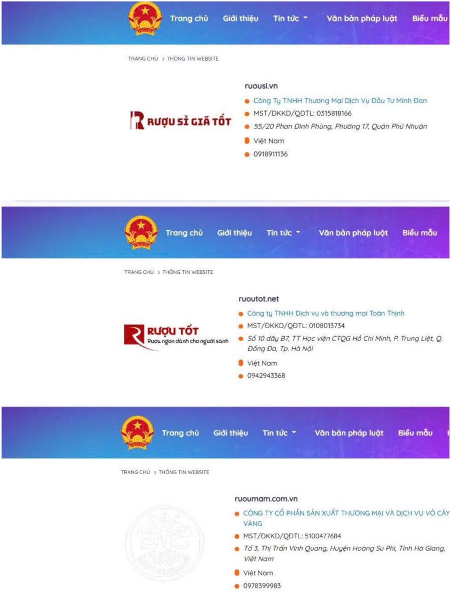 Webste đã đăng ký bán rượu với Bộ Công Thương của EBO