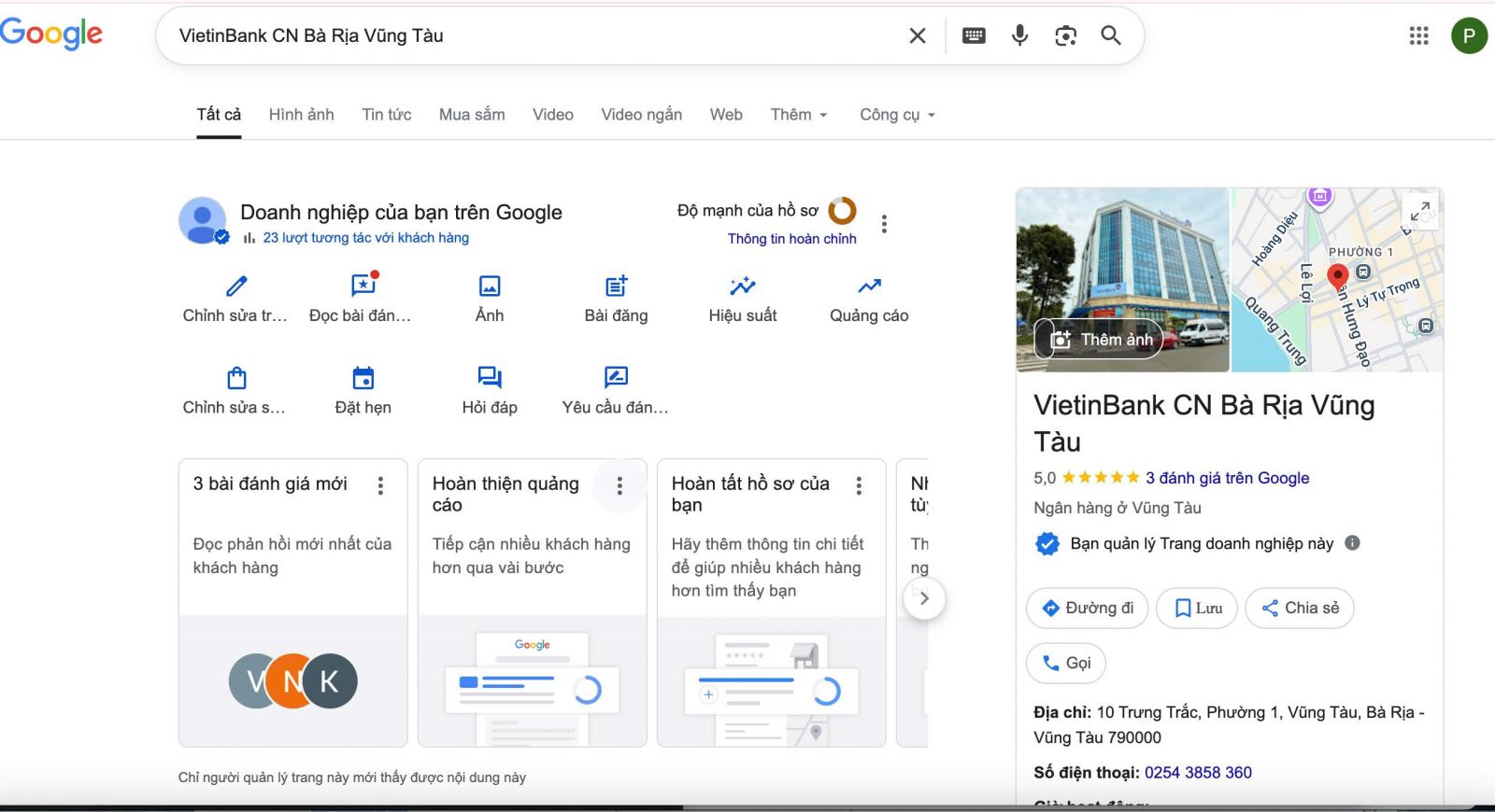 xác minh Google Map cho ngân hàng