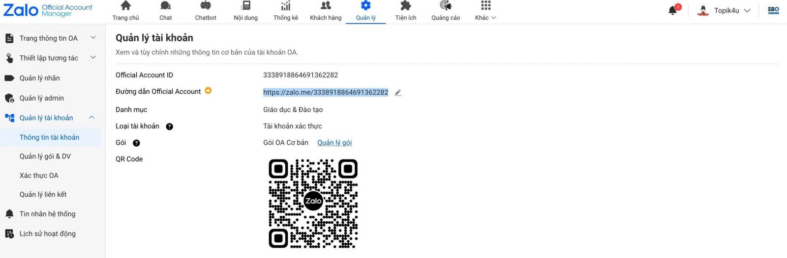 Dịch vụ xác thực Zalo OA